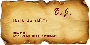 Balk Jordán névjegykártya